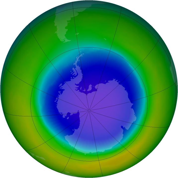 Antarctic ozone map for October 1987